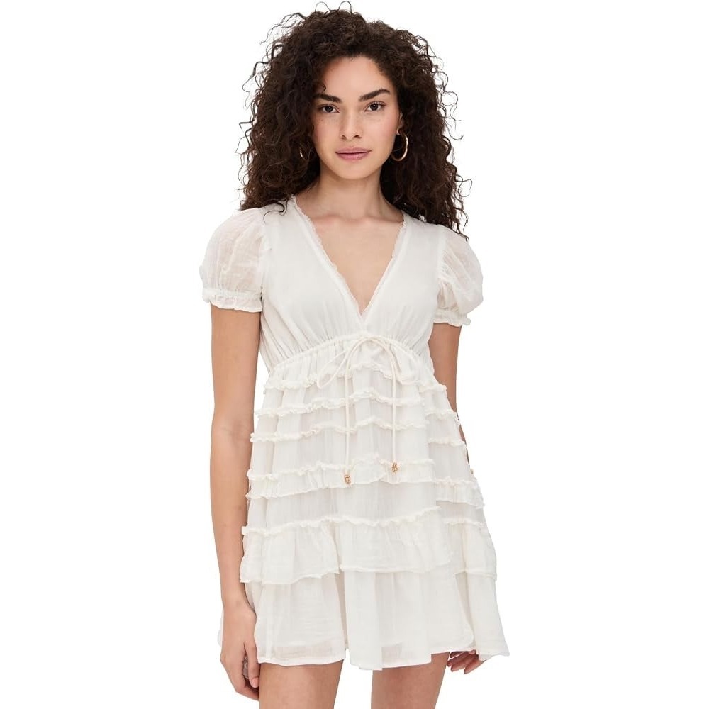 Free People Darcy Mini Dress White Ruffles